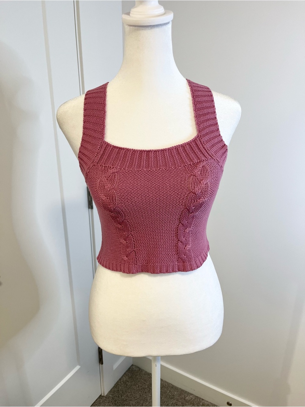 HEARTBREAK Knit Crop Tank Top in Mauve Pink - FREE SHIPPING on Bundles $95+